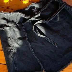BDG black denim wrap skirt
